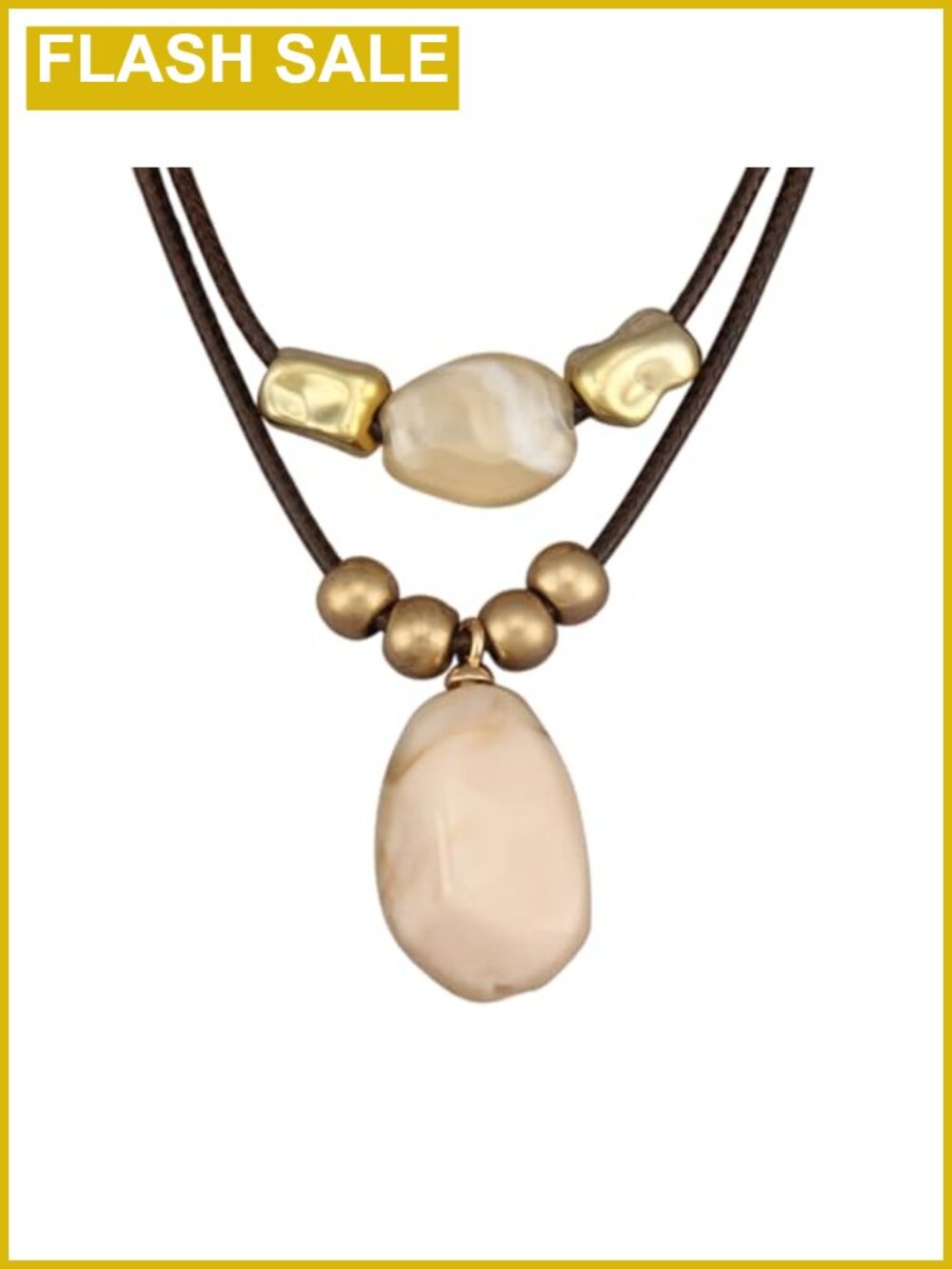 Chunky Pendant Necklace Faux Leather Zinc Boho Statement Women